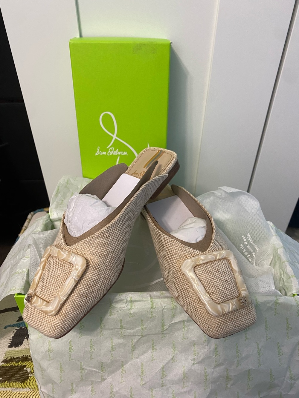 Sam Edelman Natural Linen Mule slides